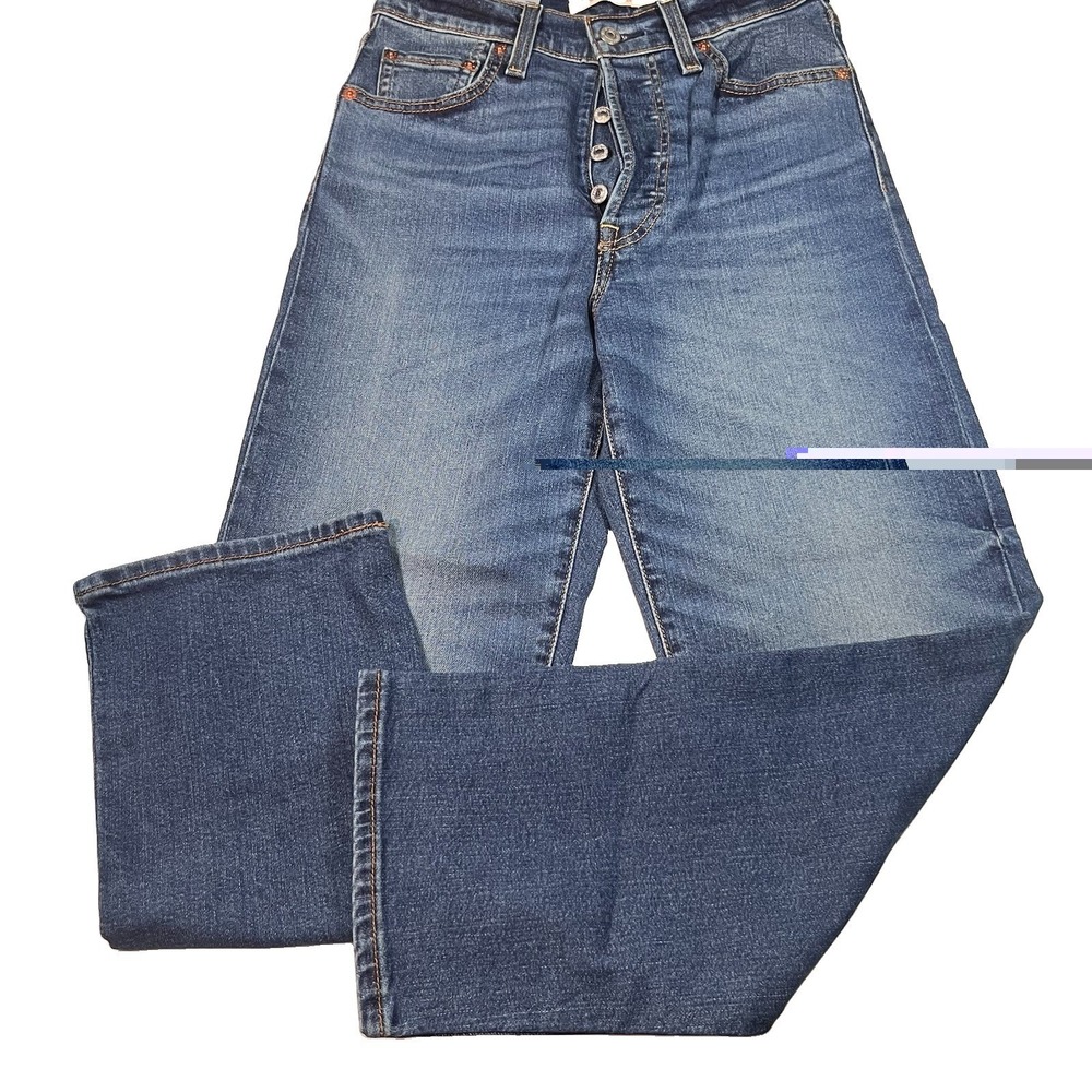 Levi's Ribcage Straight Ankle Jeans Women's 26x27 High Rise Blue Denim